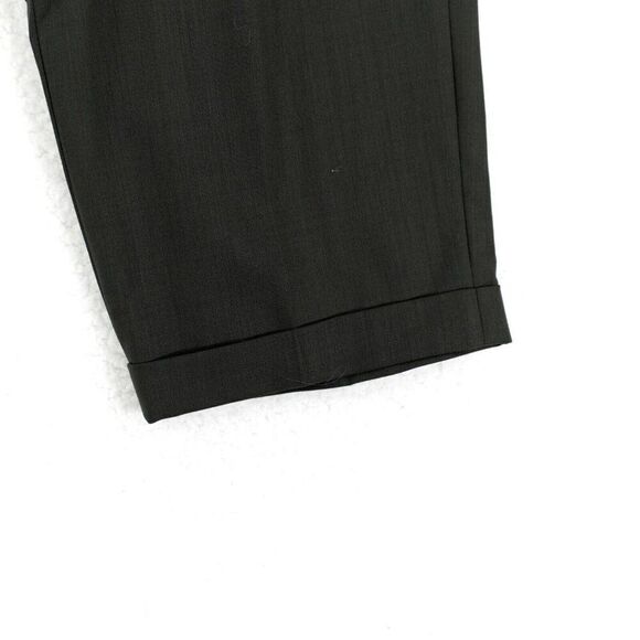 Hart Schaffner Marx Wool Green Pleated Cuffed‎ High Rise Dress Pants 36/27 Lined - Picture 2 of 7